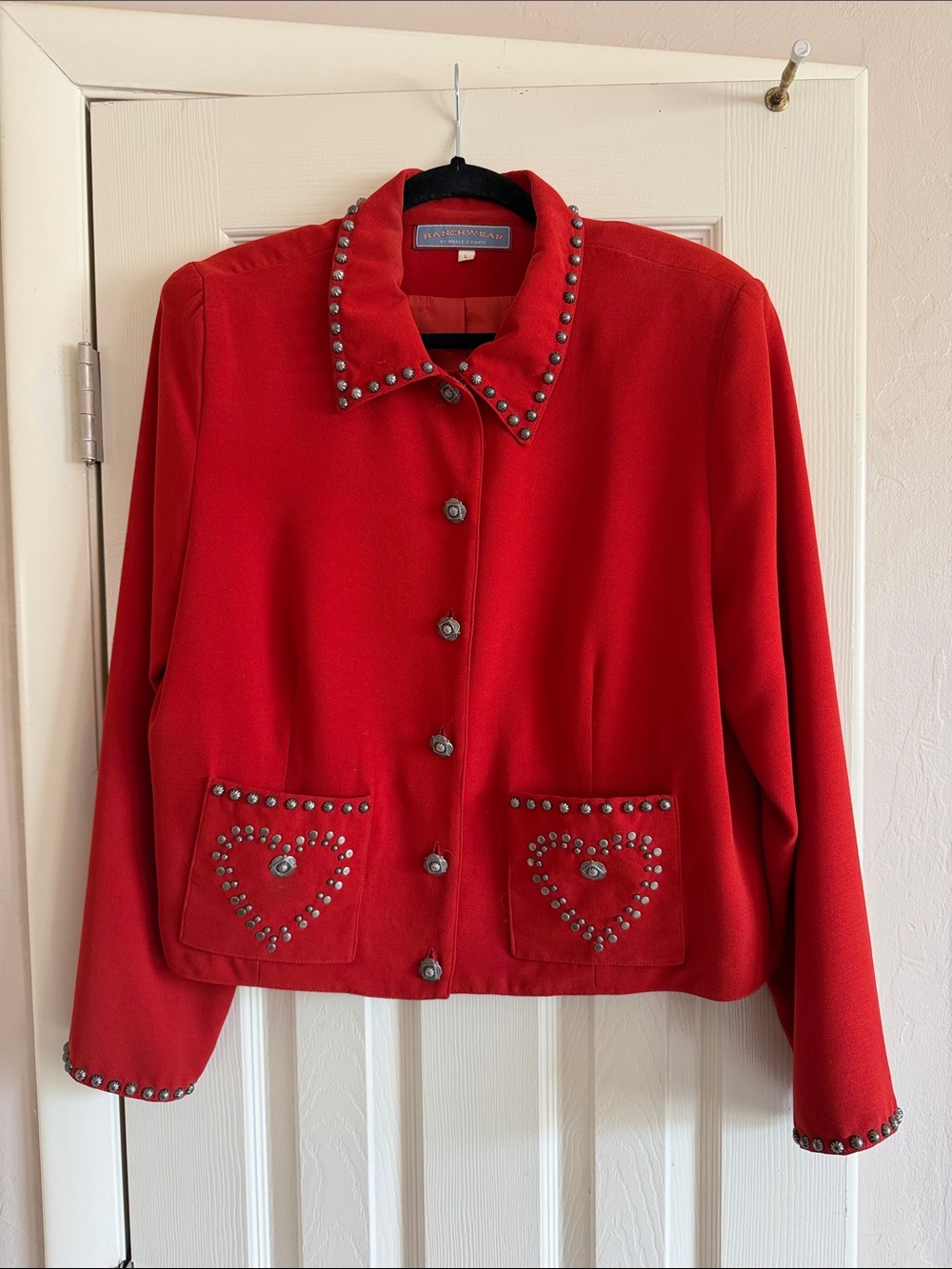 Double D Ranch Red Studded Heart Pocket Jacket